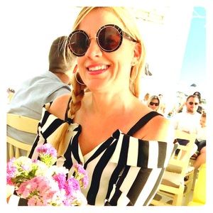 Tori Burch Black and Gold Sun Ray Sunglasses